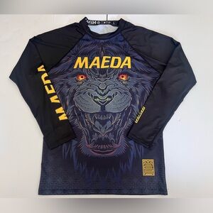Maeda Black and Yellow Graphic Long Sleeve Shirt Brazilian Jiu Jitsu size L